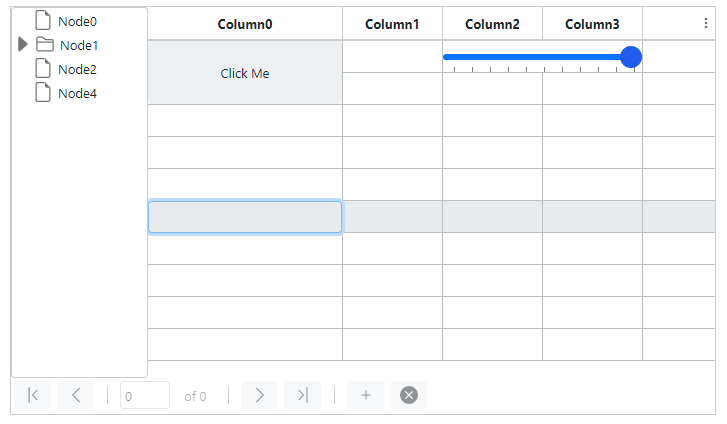DataGridView with a cell Button over 2 rows and a TrackBar over 2 columns